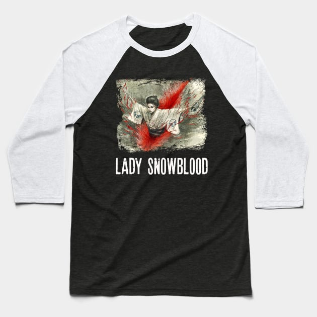 Cherry Blossom Blades Elegant Violence on Display with Snowblood Tees Baseball T-Shirt by Silly Picture